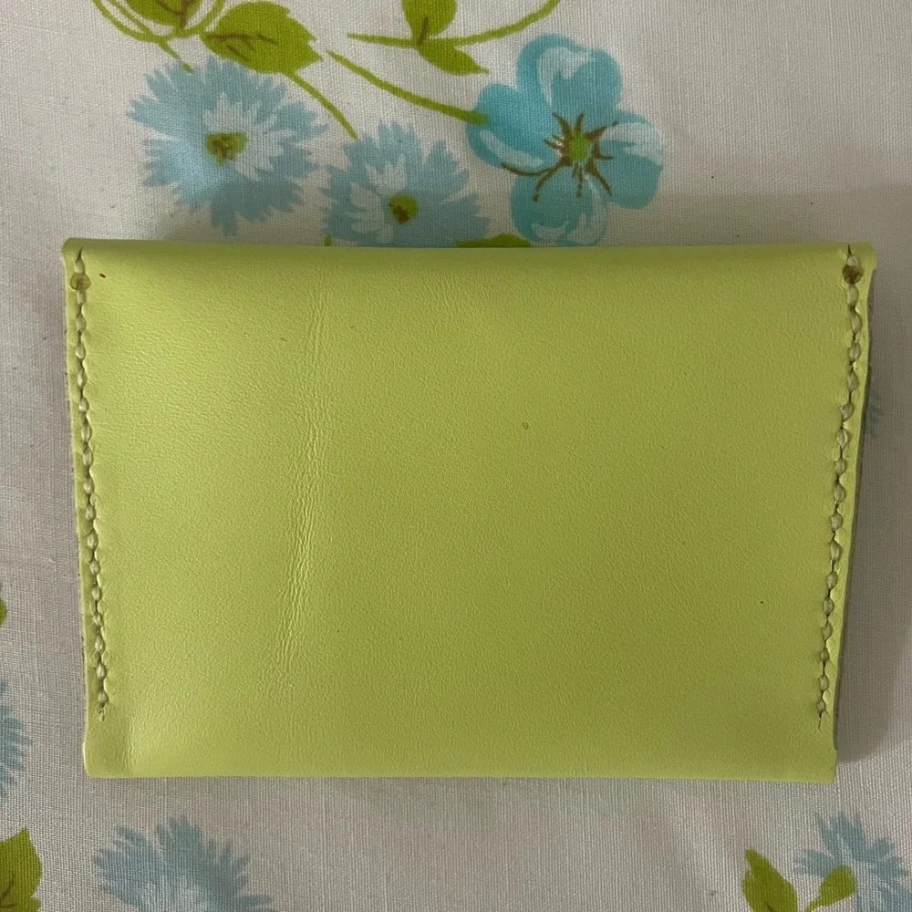 Hand Crafted Neon Lime Green Card Holder NEW Never Used Handmade